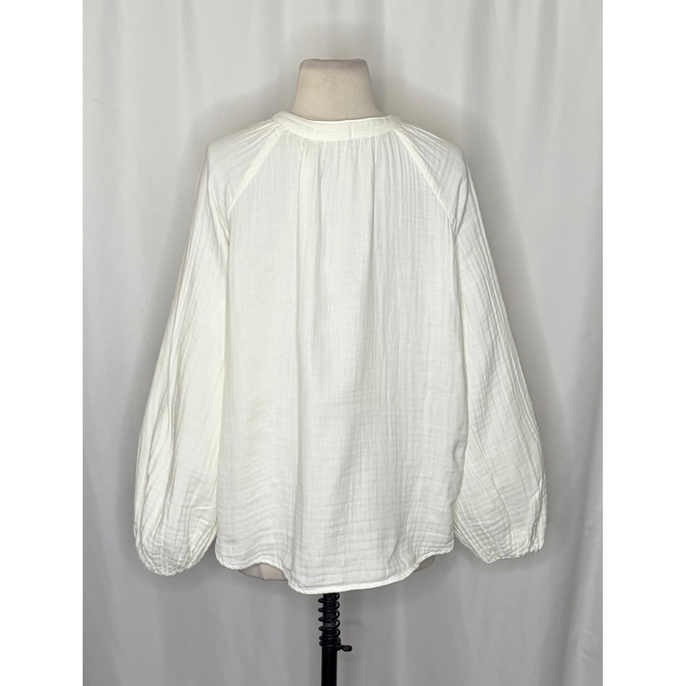 CP SHADES Swingy Gauze Off White Top Blouse Coastal Raglan Gauzy Solid X-Small - Picture 8 of 13